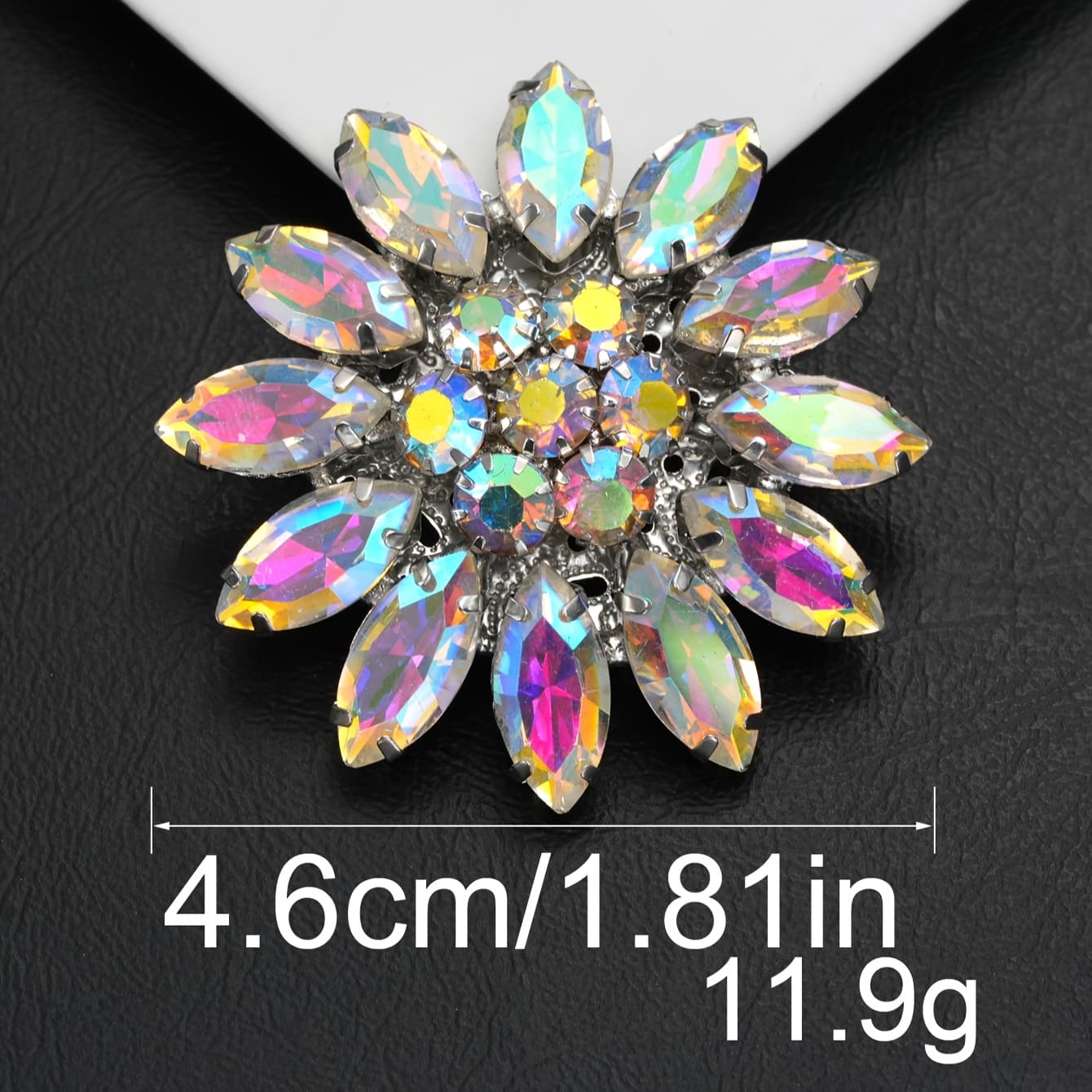TEMU 1pc/item Flower-shaped Inlaid Colorful Ab Glass Copper Claw Craft Metal Large Button Suitable For Fur Coat Suit Uniform Cardigan Shirt Wedding Dress Decorative Hand-held Flower Box Bag Additions