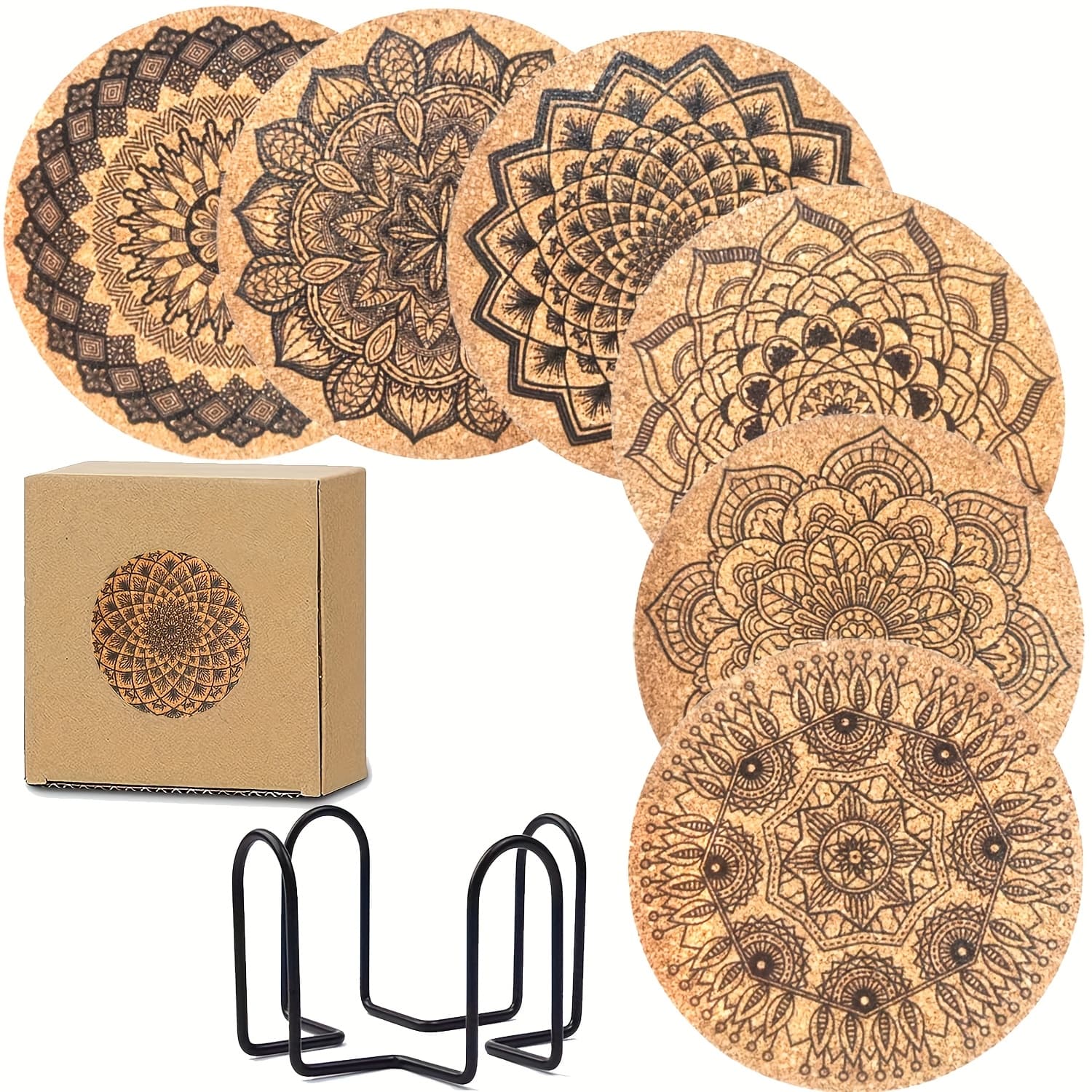 TEMU 6pcs, Cork Coasters, Drink Cork Coasters For Drink Absorption, Coffee Table Wooden Table Coasters, Tabletop Protection Bar Home Kitchen Decorative Coasters, Heat Insulation Mat, Home Accessories