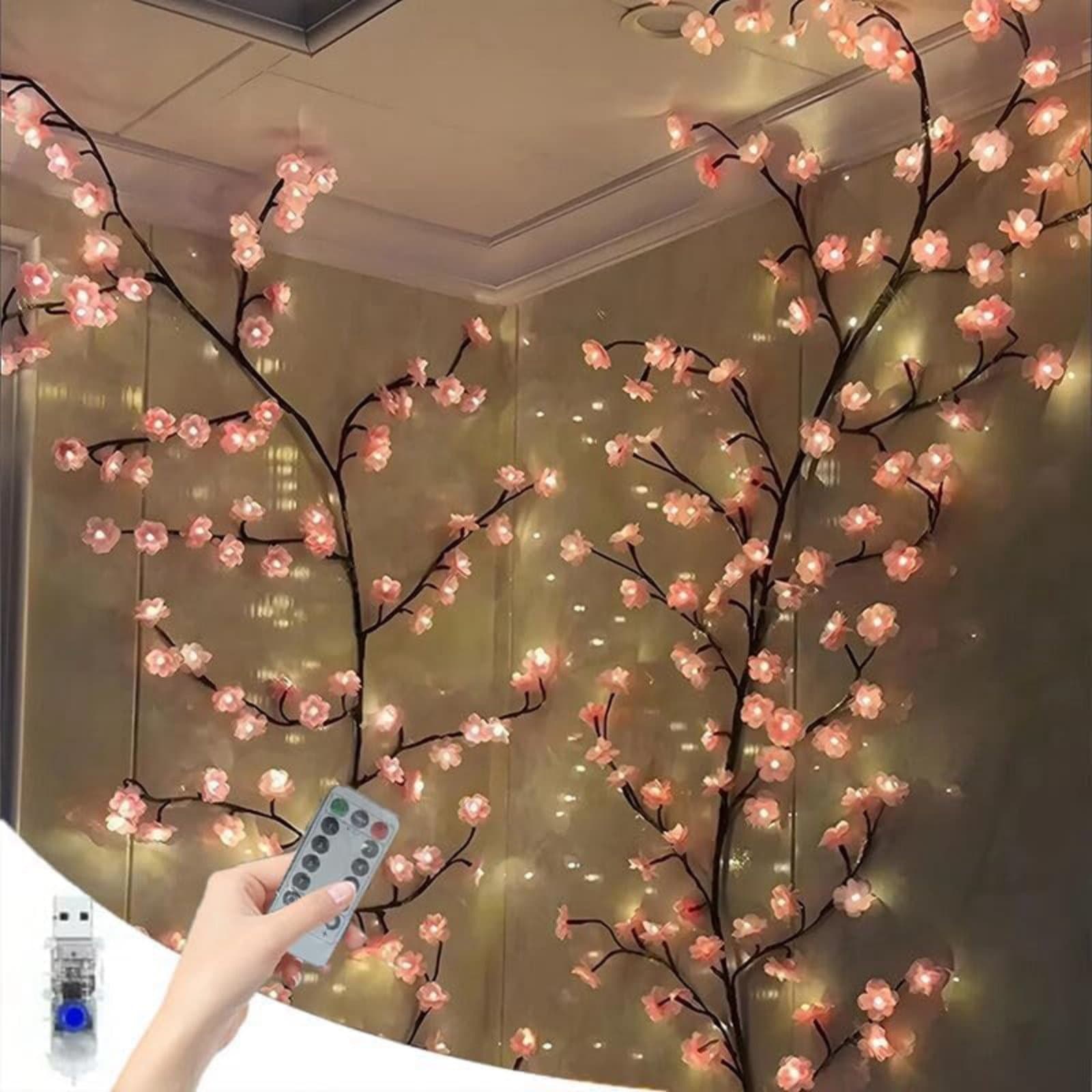 TEMU Vine Lights, 4ft 48led Lighted Vines Christmas Decorations, 8 Mode Fairy Lights Decor For Wall Bedroom Home Flexible Diy Indoor Artificial Plants Tree