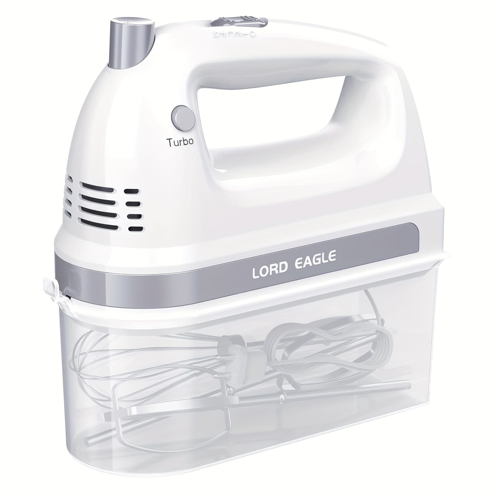 TEMU The Perfect Christmas Baking Gift: Lord Eagle 300w Mini Hand Mixer With 3 Stainless Steel Attachments & Storage Case, 5-speed Control For Cakes, Eggs & Cream In White/red/black