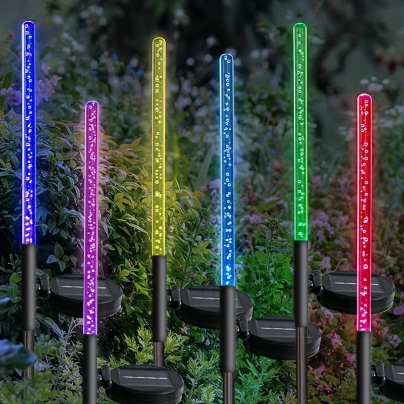 TEMU 30/6/4/2pcs, Decorative Stake Lights, 7 Color Changing Leds, Solar Bubble Bar Lights, Suitable For Outdoor Garden And Courtyard Decoration