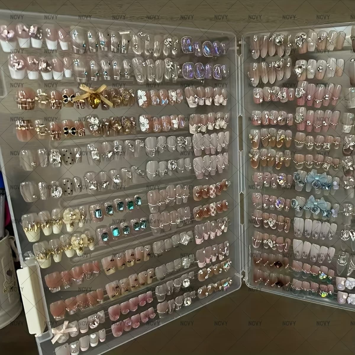 TEMU 144pcs Mixed-color Nail Patches, Multi-style And Women's False Nail Patches Suitable For Parties, Festivals And Occasions, Reusable, Quick To, Fashionable Almond-shaped Design, Durable