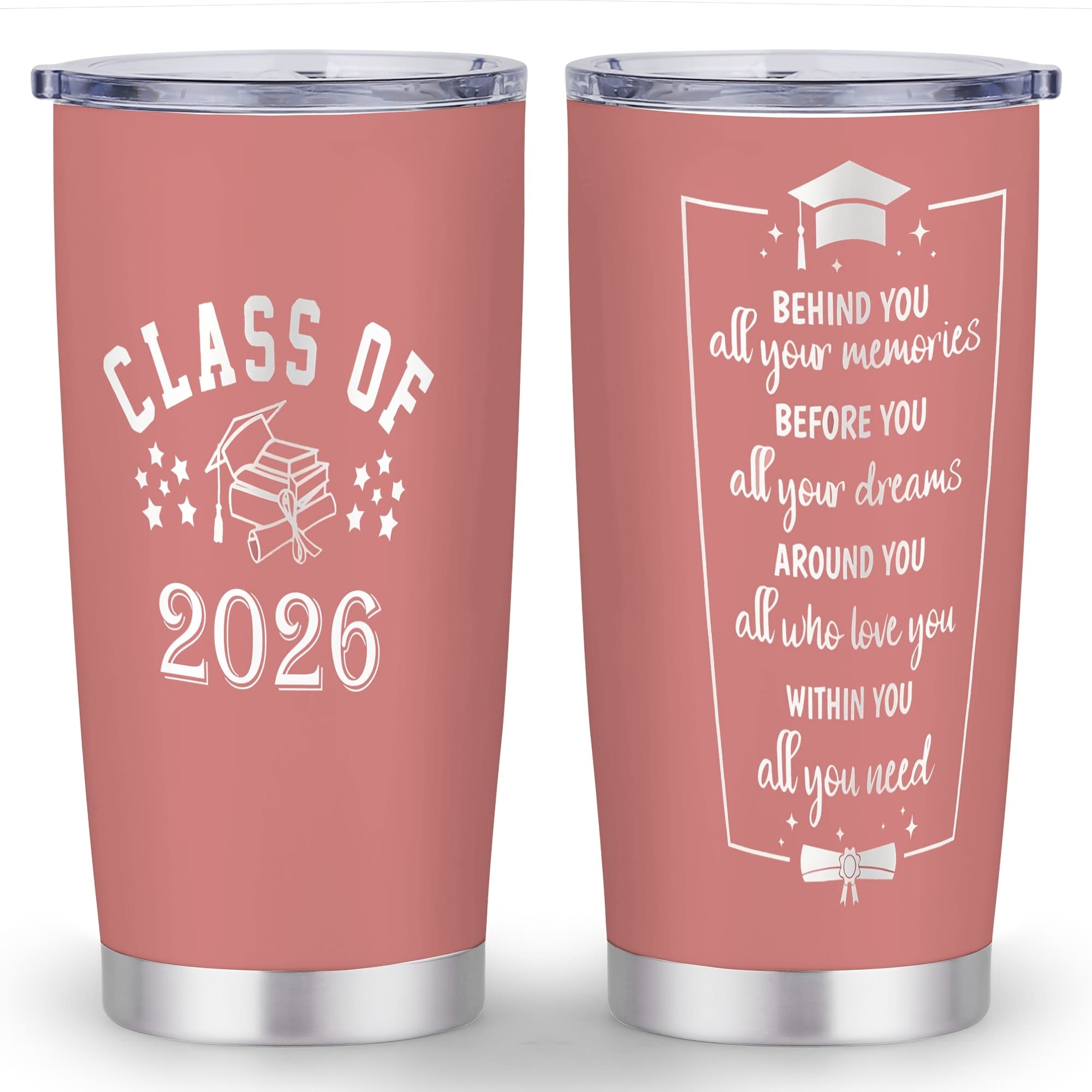TEMU 1pc Class Of 2026 Insulated Stainless Steel Tumbler With Lid 20oz - Graduation & Coffee Mug, Cup For Hot/ Drinks, 304 Steel Gift For Grad Grads (birthday, Christmas)