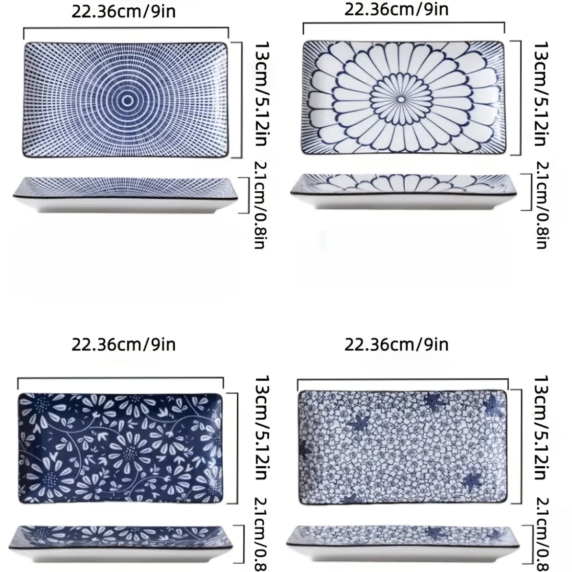 TEMU 4pcs Set Of 9-inch Ceramic Dinner Plates With Classic Square Design, Underglaze Decoration, Heat-resistant Tableware, Safe For Oven, Microwave, And Dishwasher, Suitable For All