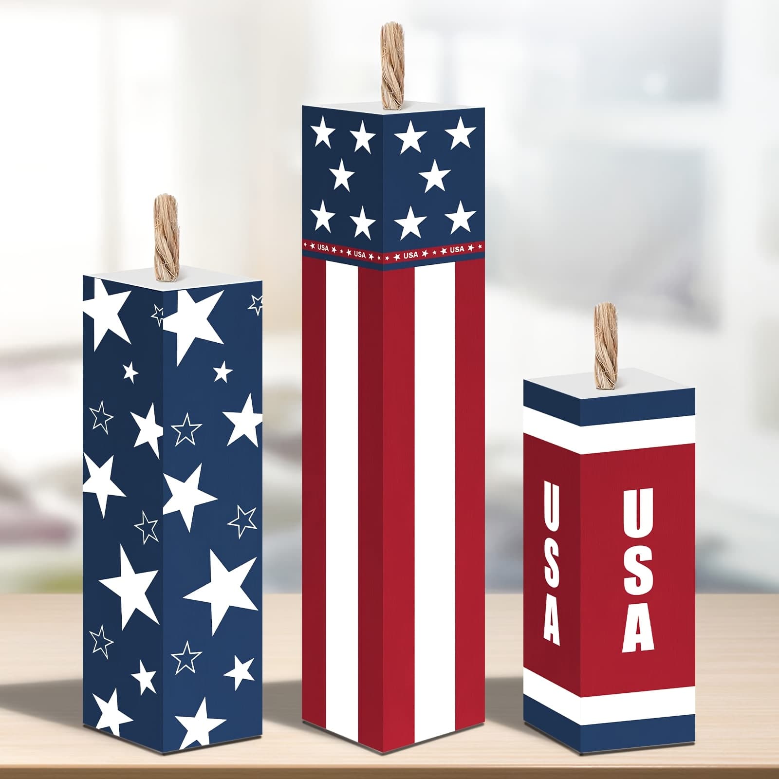 TEMU Wooden Decor, Patriotic Party Centerpieces Decor, Day Tray Decor, Vintage Rustic Farmhouse Decor, Artificial Desk Decoration For Home, Farmhouse, Bar, Office Desk - Day Gift