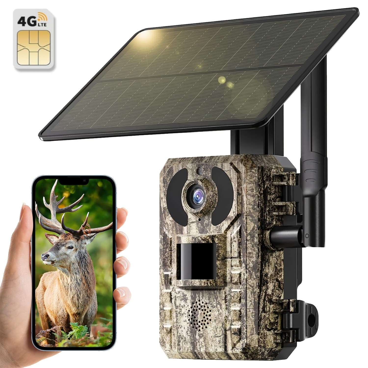 TEMU 4g Lte Cellular Cameras With 4k , Built-in Sim Card, Remote , Video , 0.2s Motion Activation, Night Vision, Sd Card Support, Solar Panel, And Rating, Suitable For Use In Forests And