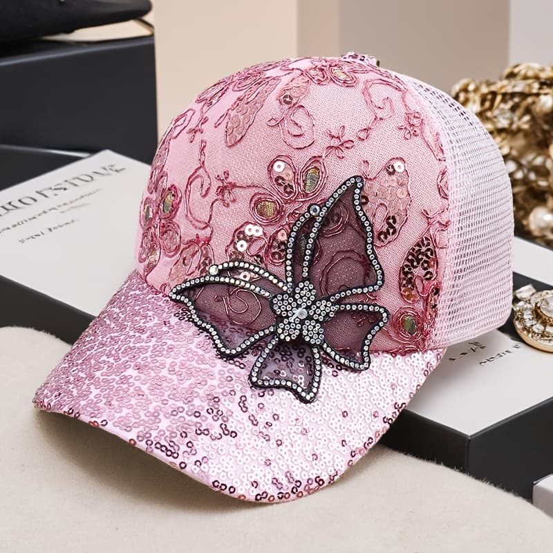 TEMU Sequin Baseball , Women's Mesh Breathable Sun Hat Sun Hat Protection Hat, Casual Hat, Outdoor Casual Sun Protection Hat