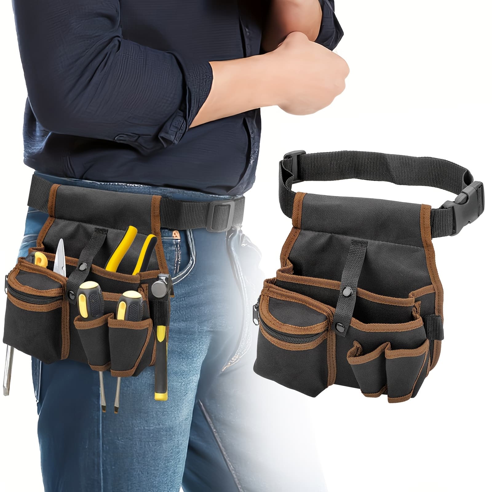 TEMU Heavy Duty Tool Organizer, Portable Tool Storage Bag, Organized Waist Pouch With Multiple Pockets For Electrician Tools, Hardware