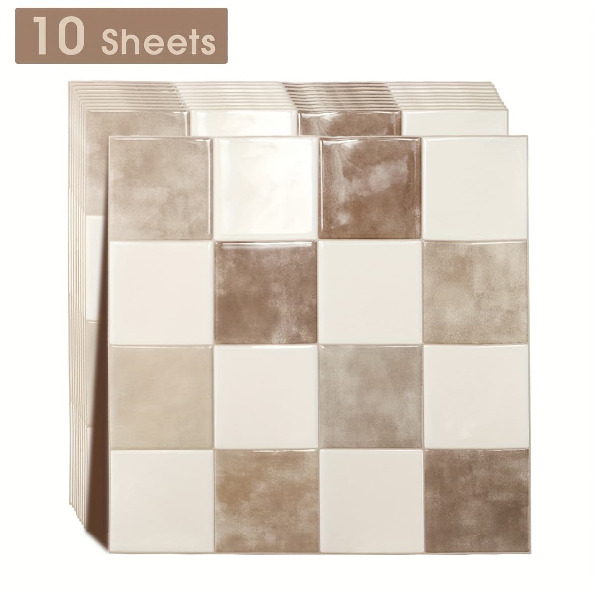 TEMU Peel And Stick Backsplash - 10 Sheets Of 10.5" X 10.5" - 3d Adhesive Peel And Stick Tile Backsplash For Kitchen, Bathroom, Wall Tile, Checkered