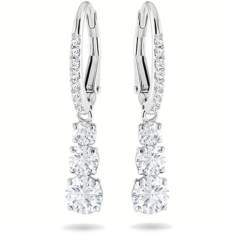 TEMU 1 Pair Women's Fashion Hoop Earrings Pendant Inlaid Synthetic Zirconia Earrings Women's Wedding Easy Earrings Daily Casual Party Jewelry Earrings