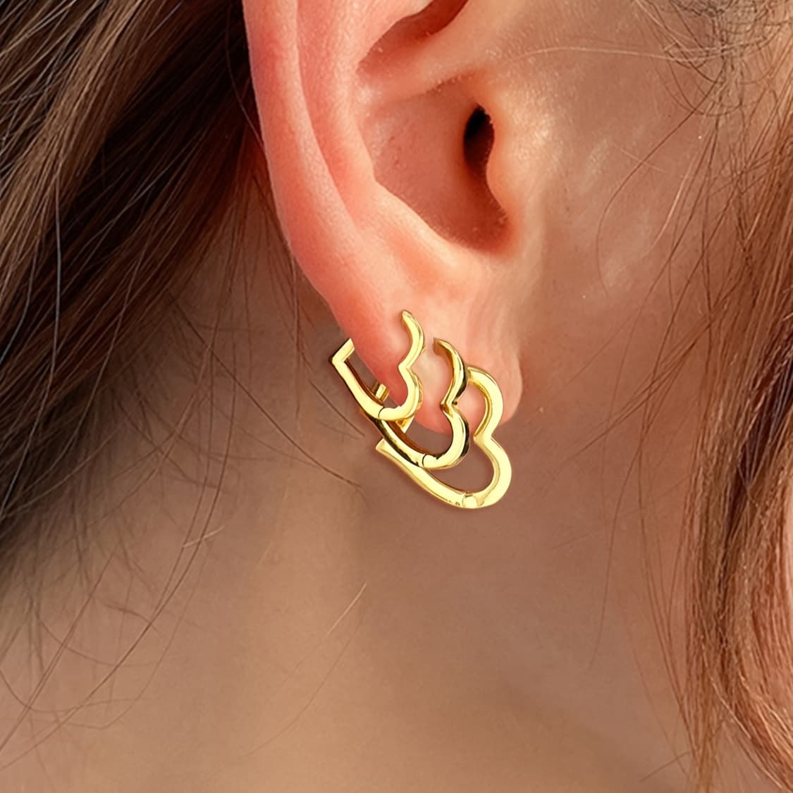 TEMU 6pcs Of Fashionable, Easy, Elegant, Exquisite, Retro, Design-inspired, Minimalist Heart-shaped Copper Earrings Multi-piece Set For Holiday Vacation Party Dating Gifts Daily Wear