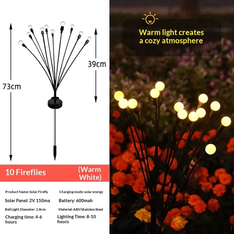 TEMU 8pcs 10leds Large Solar Powered Swaying Garden Lights - Energy , Detachable, And Weather Resistant - Perfect For Patio Pathway Outdoor Decor With Recessed Light Fixture And Nickel Battery