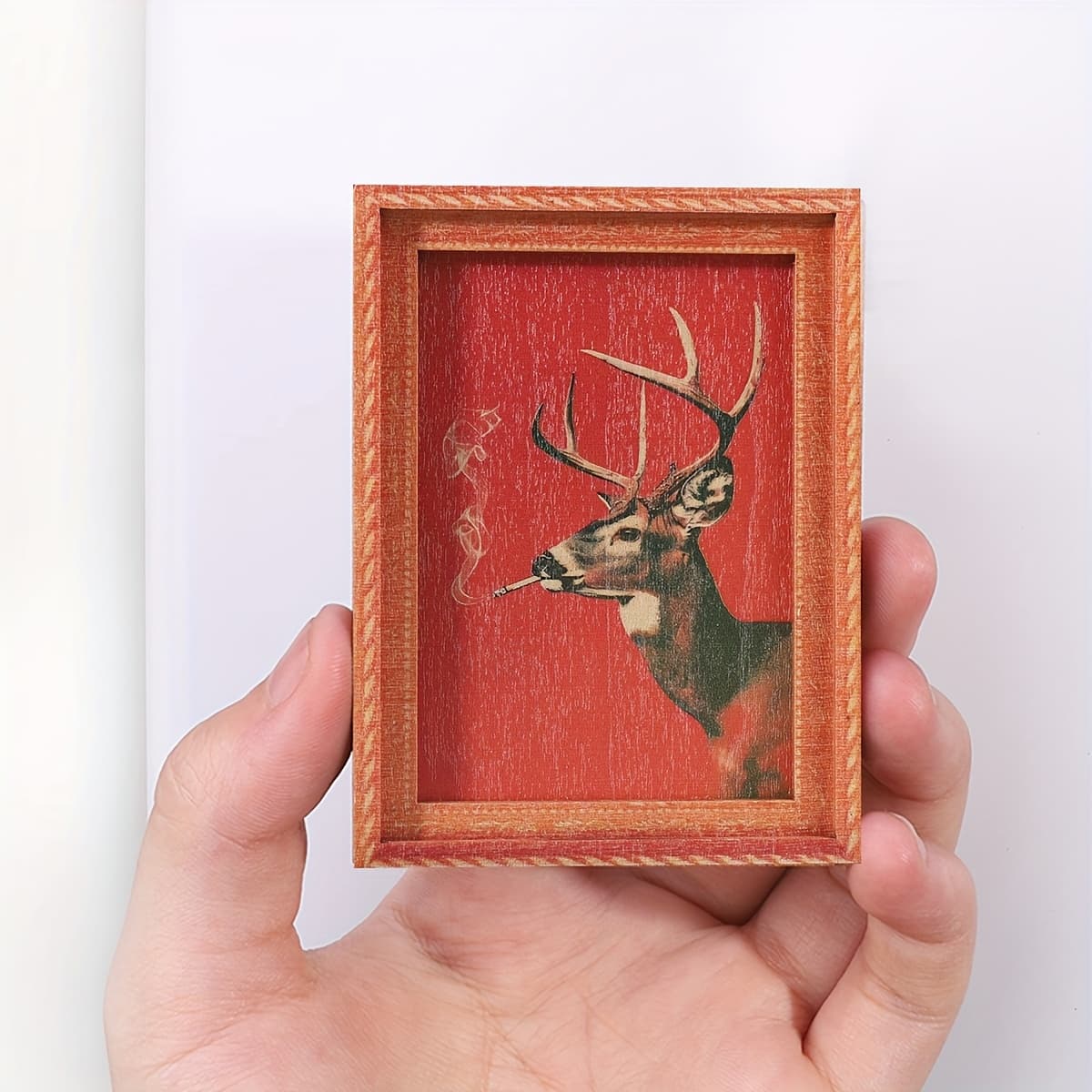 TEMU 1pc Mini Fridge Magnet With Deer Design - Mini Picture Frame For Refrigerator, Wood Decoration For Fridge Door, Magnets & Photo Display Gift For, (compatible With All Fridge )