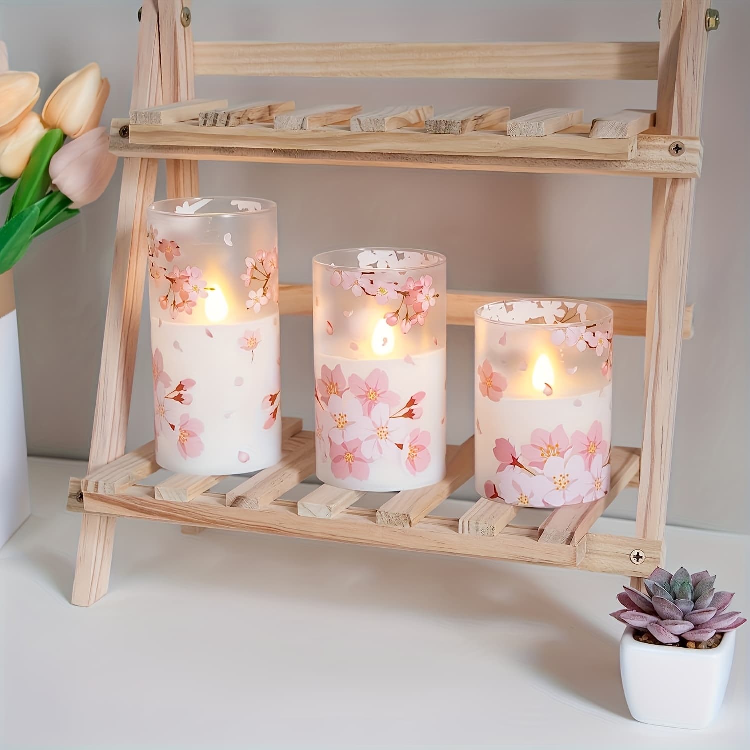 TEMU 3-pack Flameless Pillar Candles With Cherry Led, With Remote Control, Battery-powered, 3×4/5/6 Inches, Suitable For Home Decoration, Weddings, Bridesmaid Gifts, And Festival Gifts