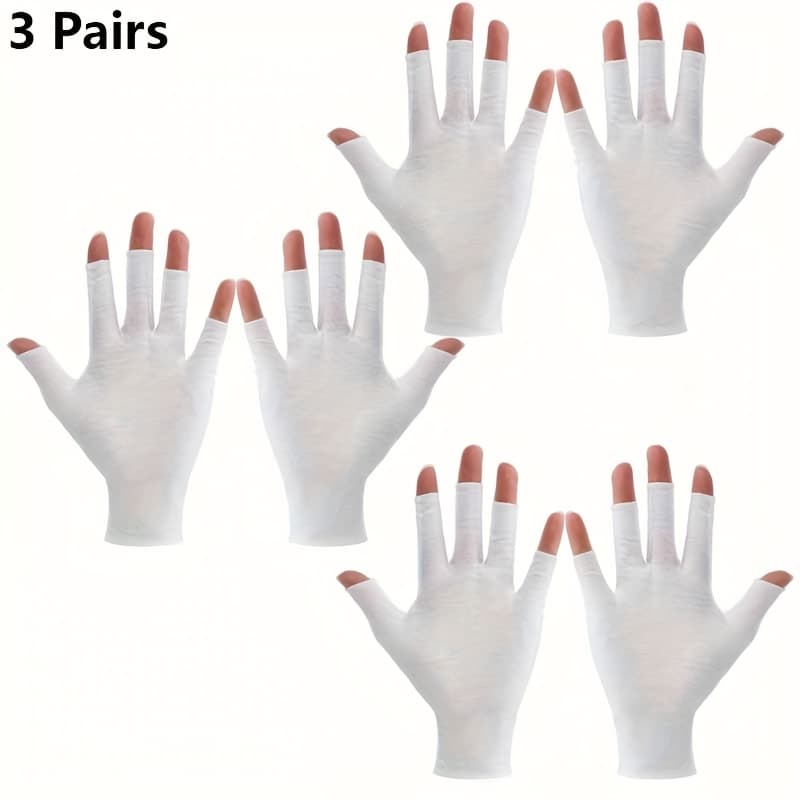TEMU 3 Pairs Of Touchscreen Gloves, White Moisturizing Gloves For Dry Hands, Fingerless Design, Suitable For Treatments, Night Moisturizing, Unisex Size