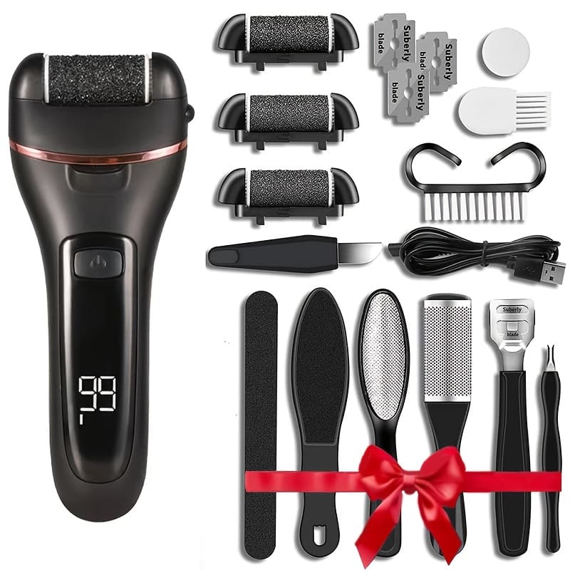 TEMU The Electric Foot File Featuring 3 Interchangeable Heads, Dual , Complete Waterproof Design, Smart Digital Display, Quick Usb Charging, And A Long-lasting Battery. An Ideal Gift For Your Dear