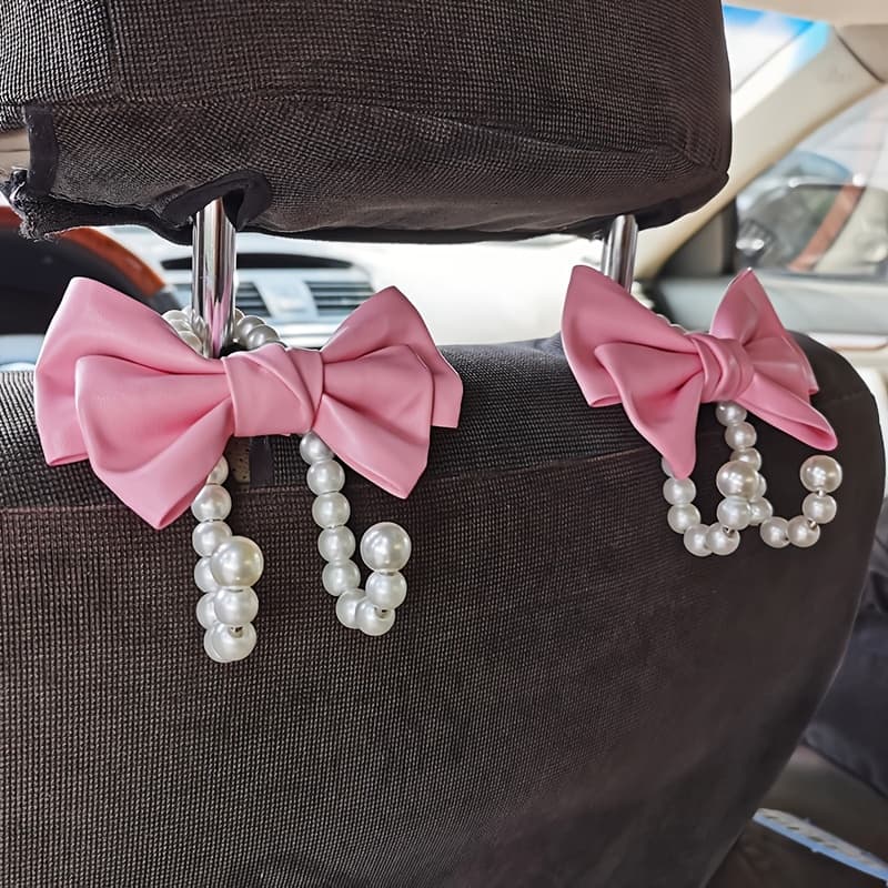 TEMU 2pcs With Creative , Luxury Beaded Rear Seat Back Hooks For Women, Multi-functional Car Seat Back Hooks
