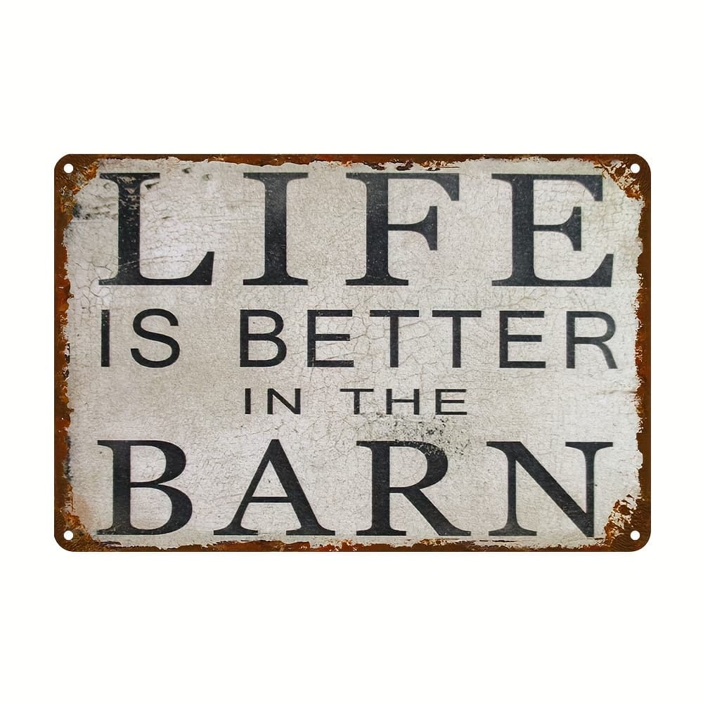 TEMU 1pc Barn Rustic Farmhouse Wall Decor - 8×12 Inch Aluminum Metal Sign Suitable For Barn, Cabin, Country, - / Decoration With Barn-themed