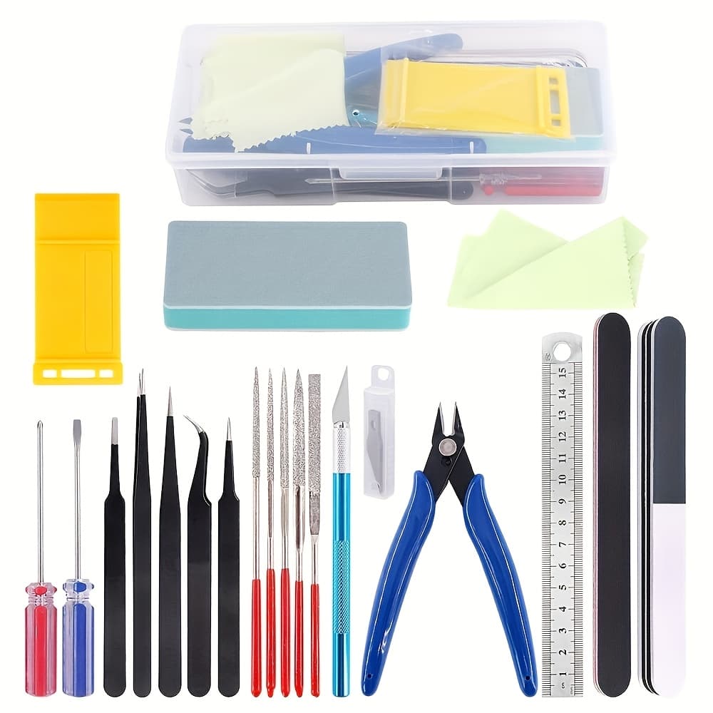 TEMU 21 Professional Model Tool Kit Craft Kit Model Maker Basic Tools Hobby Building Tool Kit Suitable For Car Model Building Restoration And Restoration