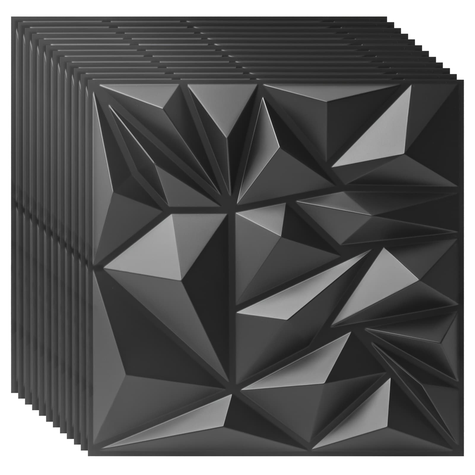 TEMU 33pcs Pvc Laminated Sheets-11.8" X 11.8" Each Piece, About 32 . Suit For Wall Decor Home Decor, Black Diamond Cut Design