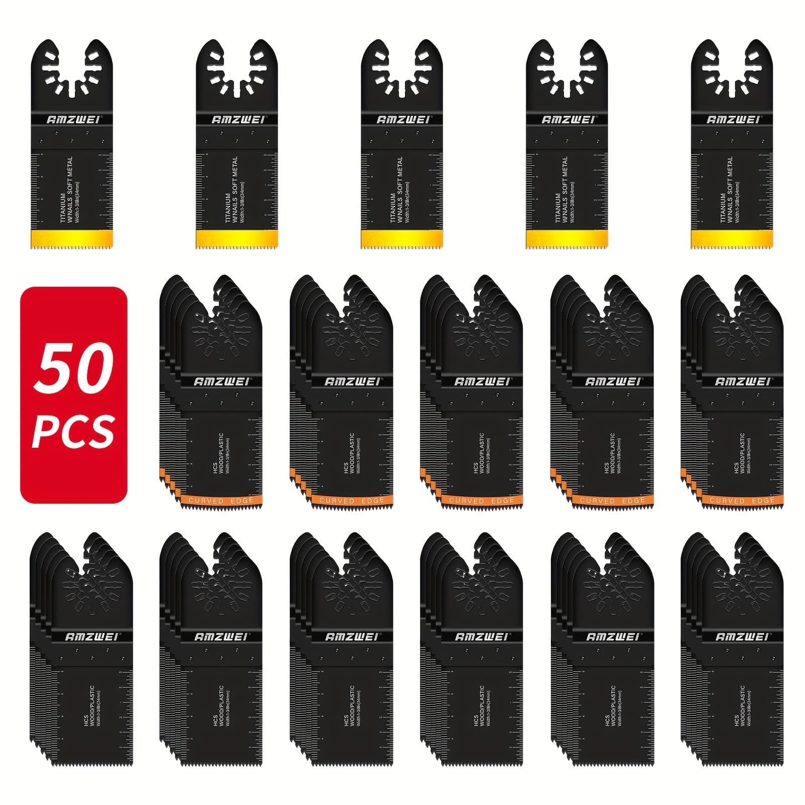 TEMU 50pcs Oscillating Tool , Titanium Multitool For Metal, Wood, Plastic, Curved Edge Oscillating Saw