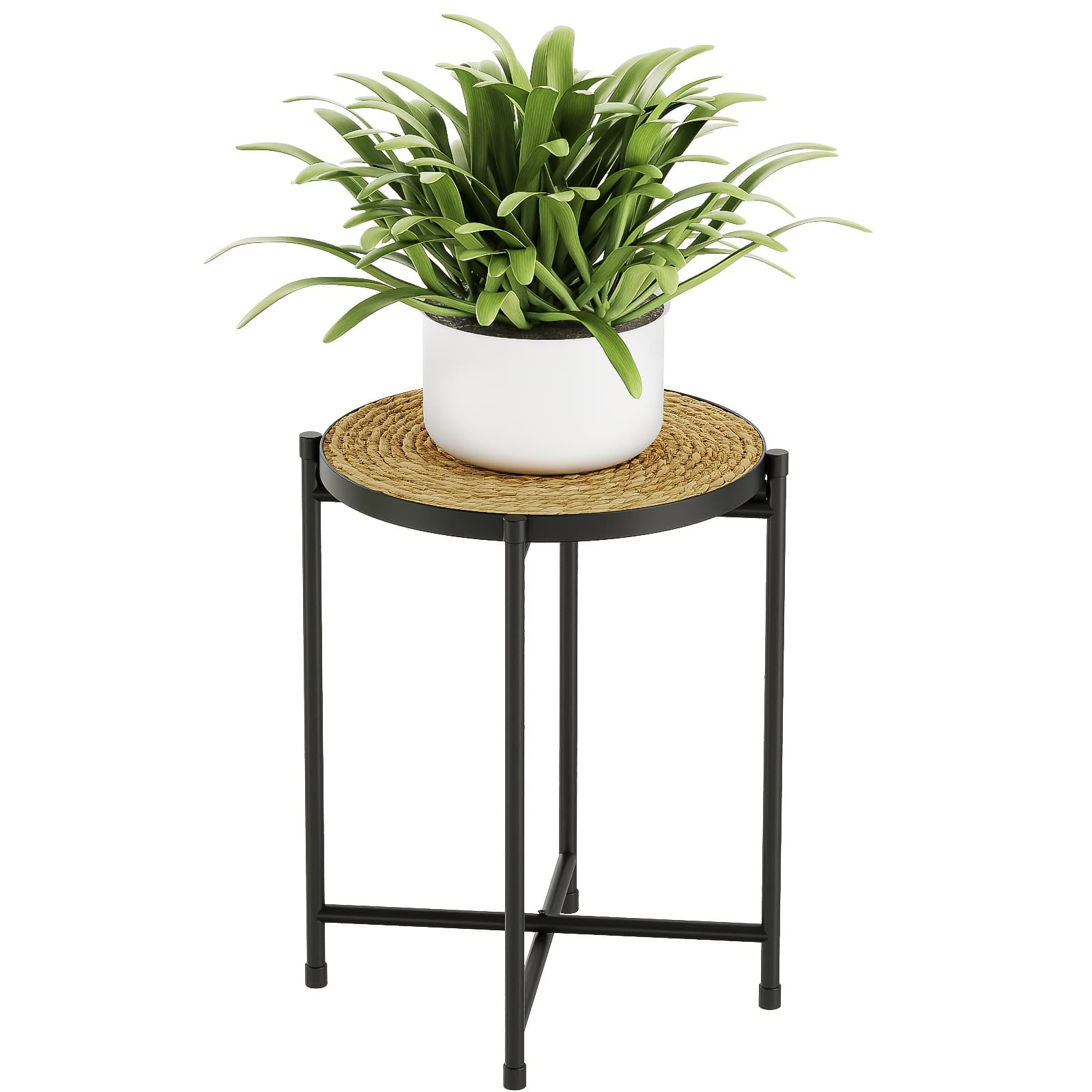 TEMU Bf Rattan Plant Stand For Large Plants, Sturdy Round Indoor Plant Table - Tall Bohemian Style Plant Holder For Living Room, Bedroom, And Balcony