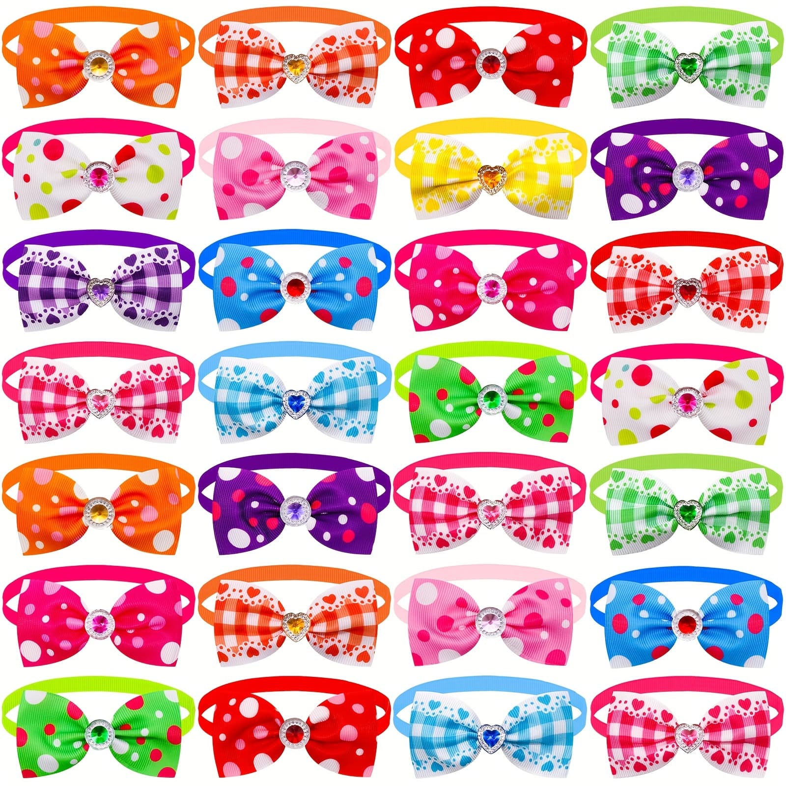 TEMU 10pcs Random Assorted Pet Detachable Bow Ties, Colorful Polka Dot Cute Bow Ties For Dogs And Cats, Pet Grooming Accessories