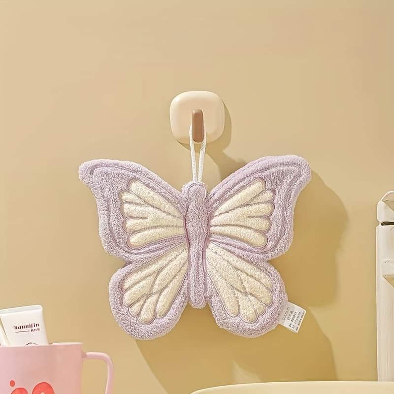TEMU 1pc -shaped Hanging Thick Coral Fleece Towel | Quick-drying, Skin-friendly, Fine Texture, Ideal For Kitchen And Bathroom Use