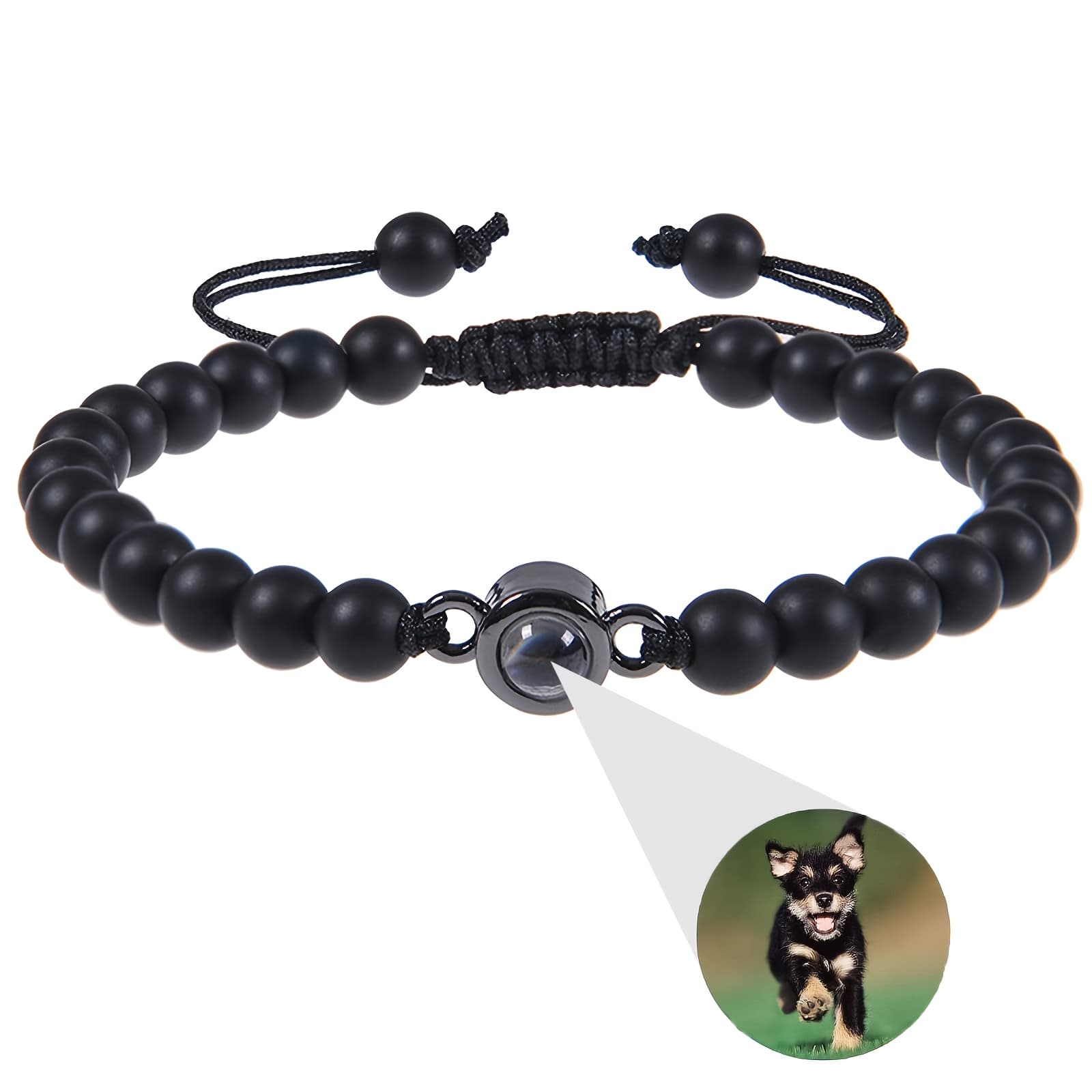 TEMU Personalized Men's Photo Projection Bracelet, Custom Beaded Wristband With Picture Charm For Men - Memorial Gift And Father's Day Present