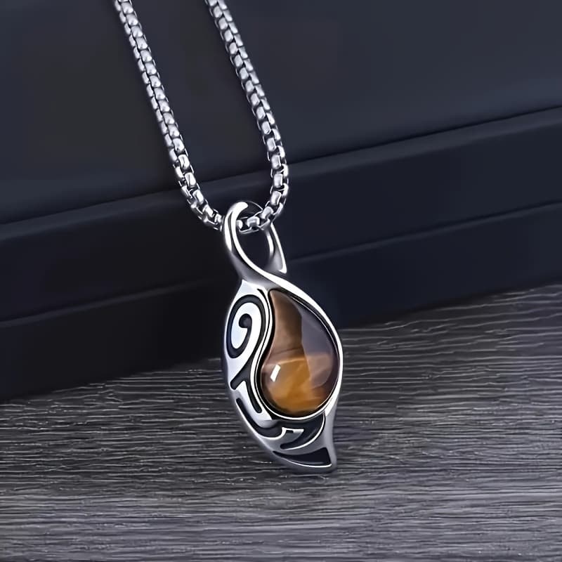 TEMU High Quality Stainless Steel Titanium Domineering Tiger Eye Pendant Necklace Suitable For Men's Fashion Personality Charm Jewelry