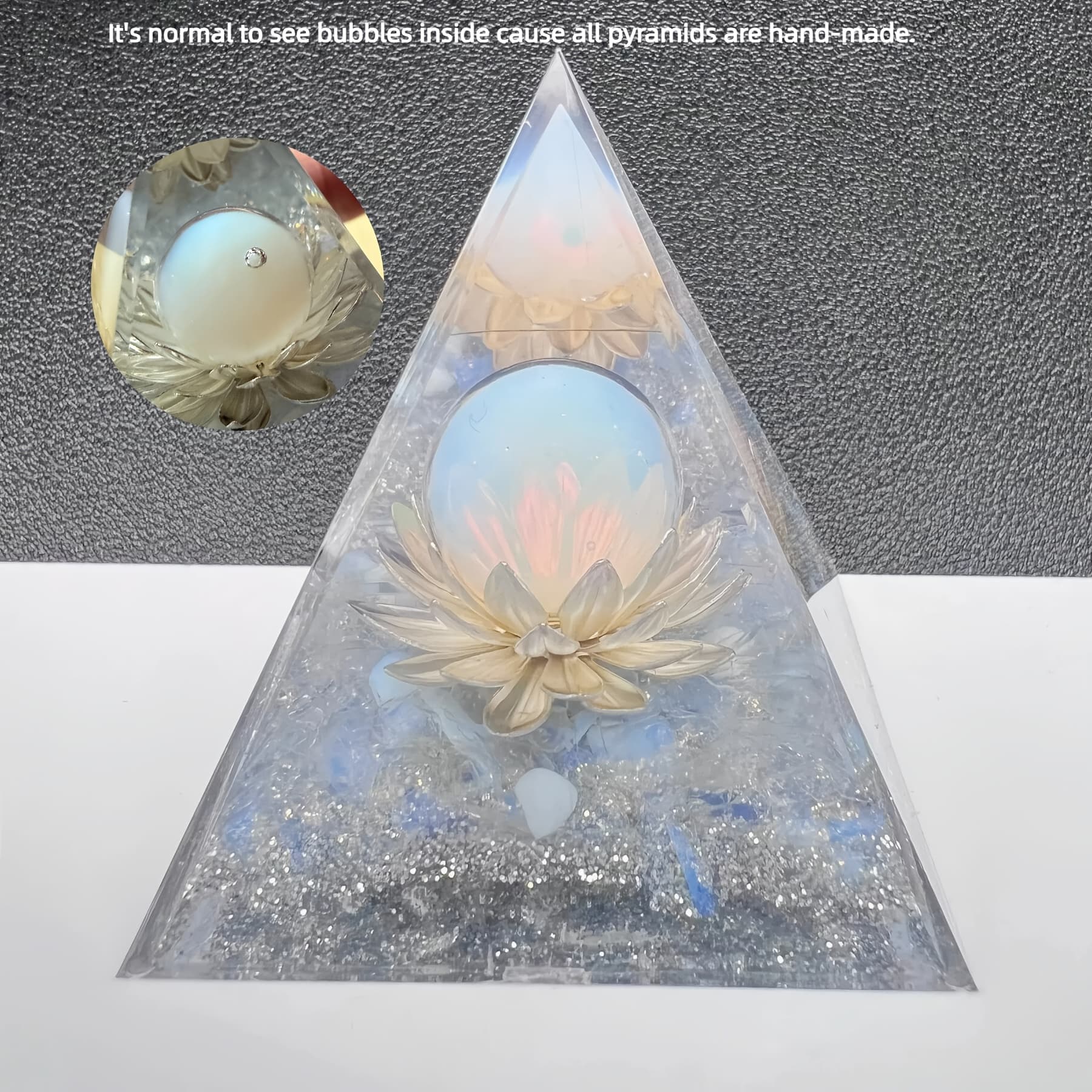 TEMU Opal & Crystal Geode Pyramid - Natural Stone, & , Perfect For Home Decor Or Gift, Home Decoration | Vibrant | Natural Stone Pyramid, Crystal Decoration