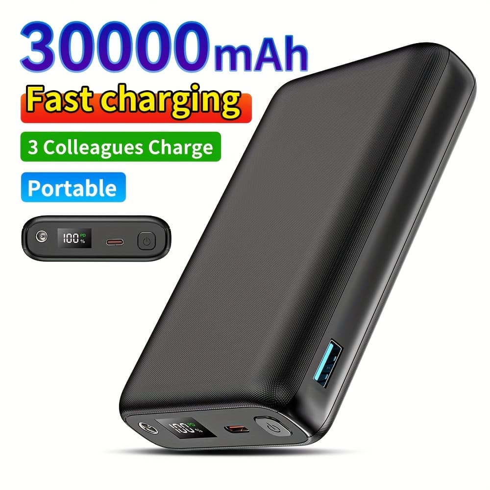 TEMU 30000mah Power Bank For Heated Jacket, 7.4v 3a Output Portable Charger With Led Display, /usb/type-c Multi Port External Battery, Father's Day Gift For Men Dad Outdoor Camping Hiking Work