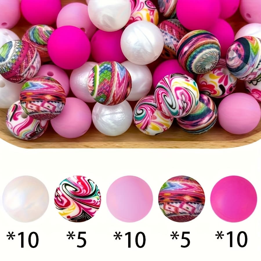 TEMU 40pcs Silicone Beads Rose Red Theme Silicone Beads Loose Beads Decorative Beads For Home Holiday Party Decoration Suitable For Keychains, Beading Pens, Bracelets, Necklaces, Etc. Craft Supplies