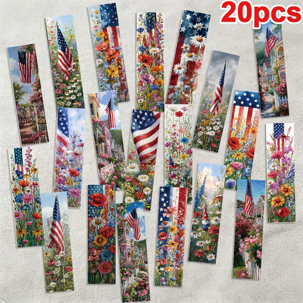 TEMU 20pcs Pack American Flag Bookmark Set Suitable For,, Birthday Gifts - Flag Bookmarks With Color-coded Pages For,, Teachers, Libraries, & Day Gifts