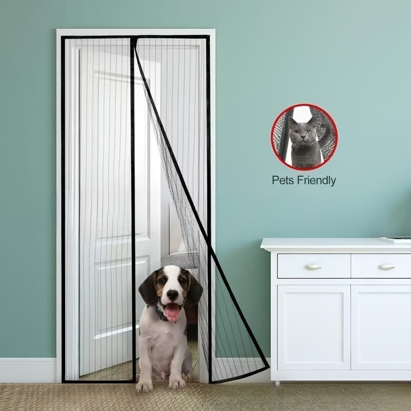 TEMU 1pc Magnetic Screen Door Mesh, 35.43x82.67 Inch, Heavy Duty, Pet Friendly, , With Magnetic Door Curtain, For Insect Prevention, Ventilation And Security