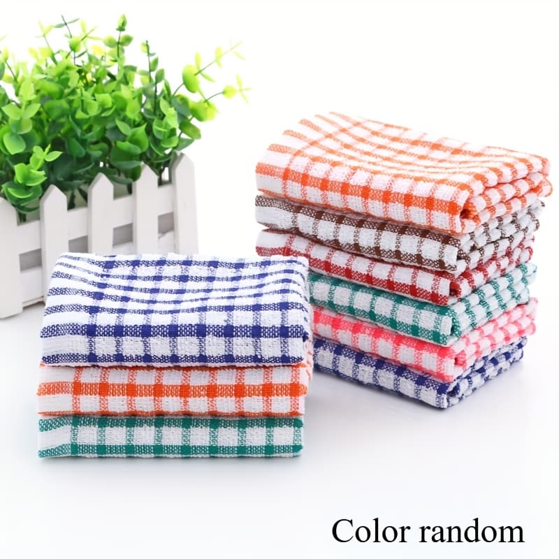 TEMU 10pcs Large Size Cloths, Dishwashing Cloths, Table Cleaning Cloths, Colored Checkered Napkins, Absorbent Wet Wipes, Kitchen Cleaning Cloths, Cleaning Tools, Reusable Napkins, Tea Towels
