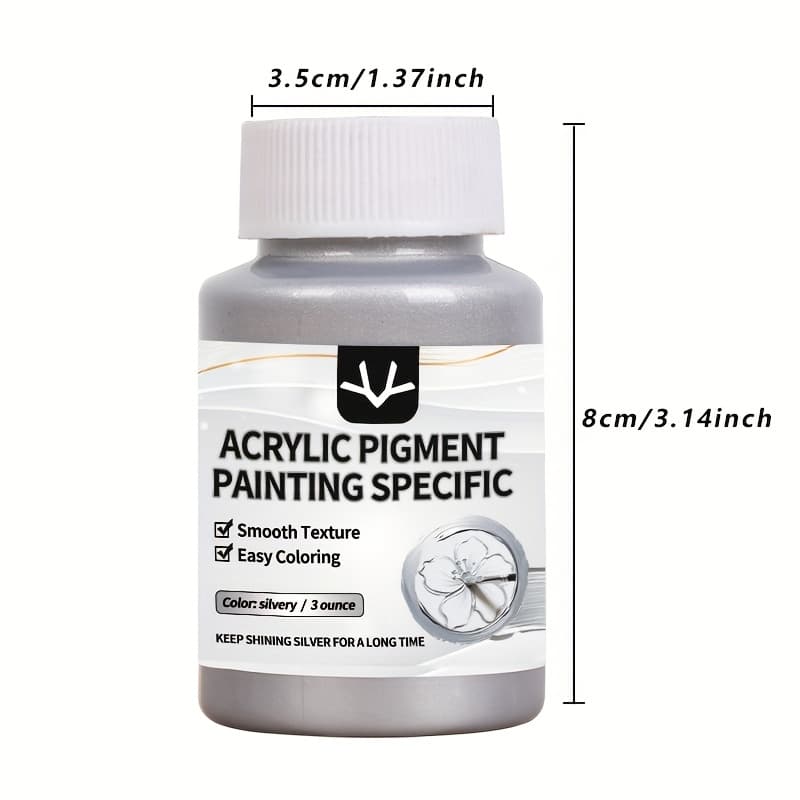 TEMU 3oz Ultra Glossy Silvery Pigment Acrylic Paint Specifically Designed For Artistic Coloring
