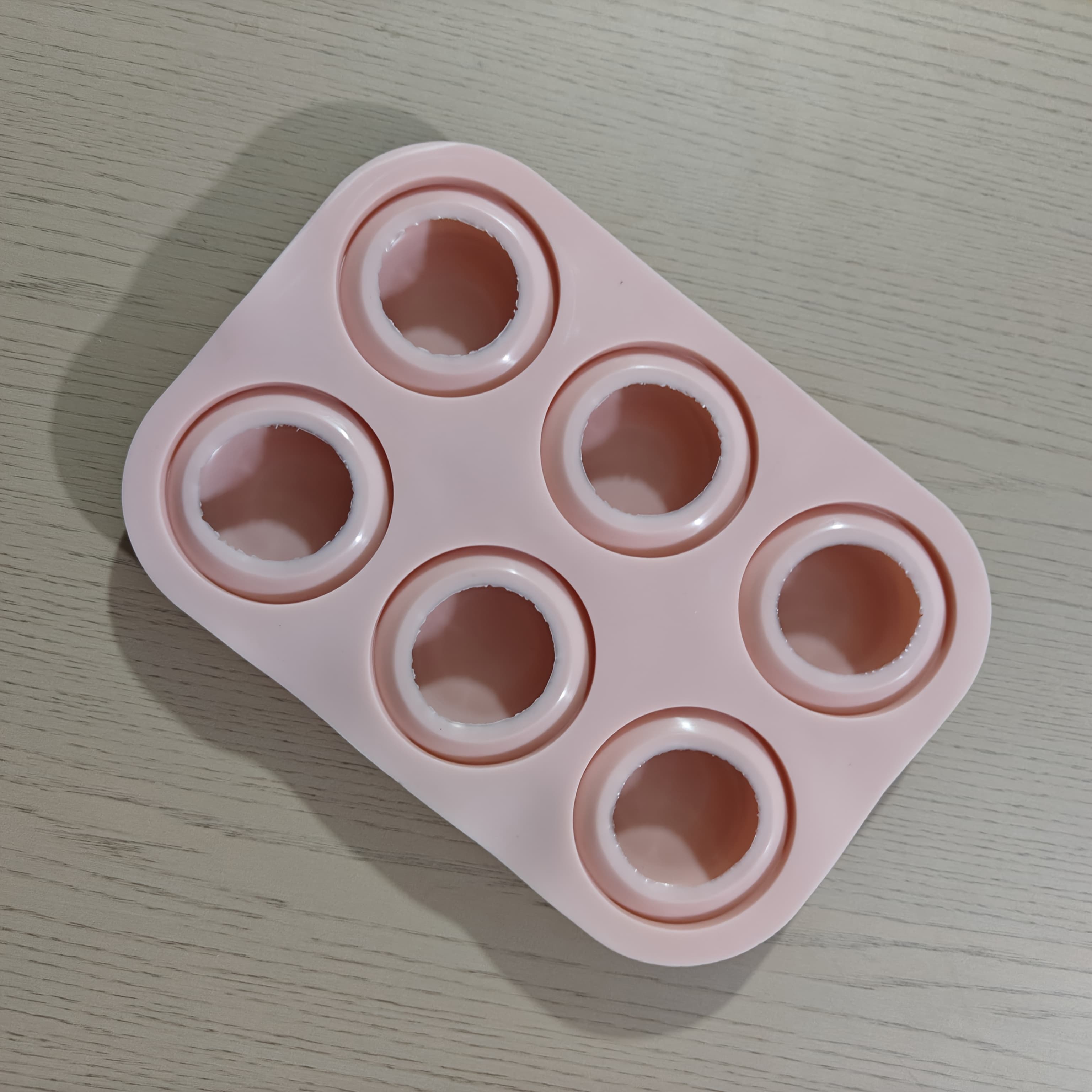 TEMU Six-hole Pink Round Silicone Mold, Capacity 50ml, Diy Soap Mold, Soft Material, , Easy To Demold, Suitable For Handmade Soaps, Candles, Glue Drops And Other