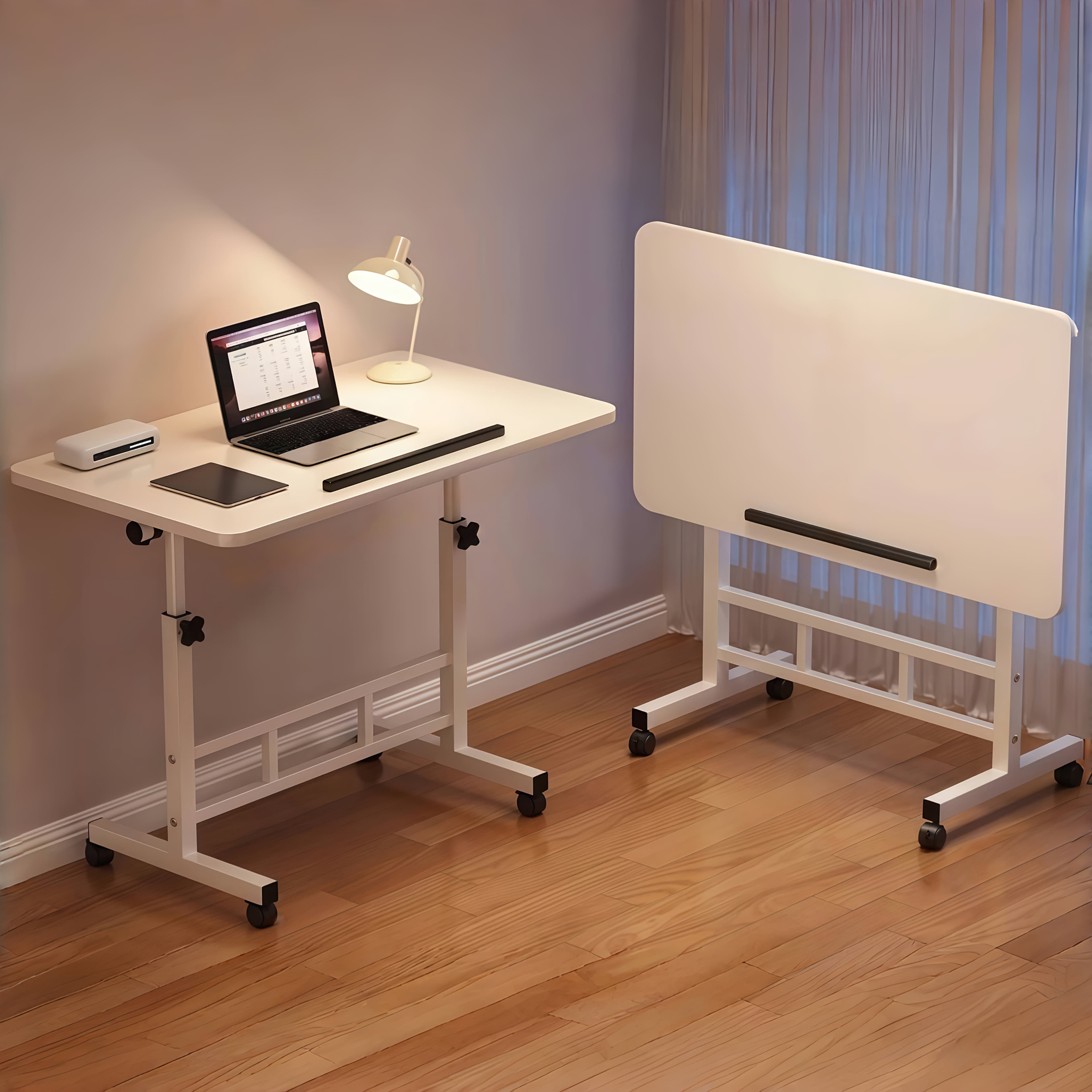 TEMU Foldable Height-adjustable Desk; Rolling Office Desk; Laptop Table With Adjustable Height And Angle; Perfect For Bed, Sofa, Office, Standing Use; Great Gift