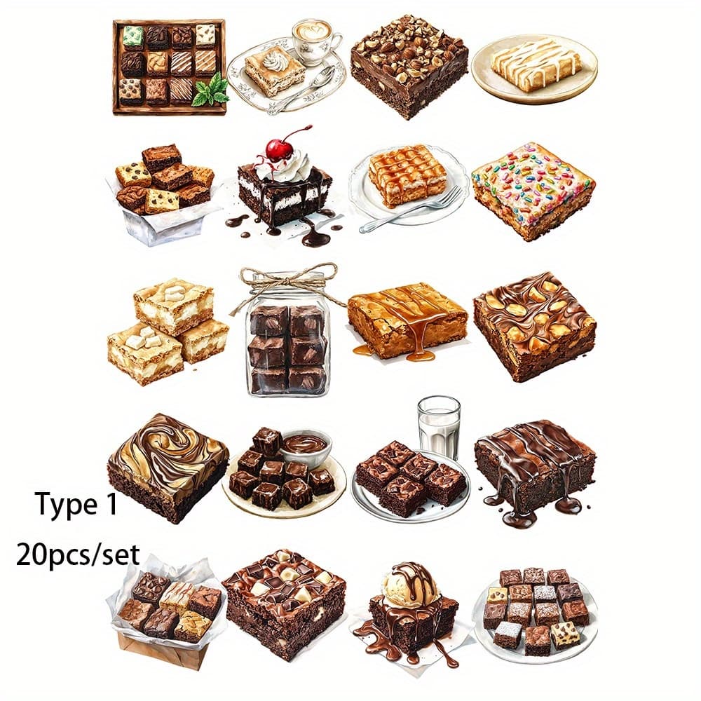 TEMU 1 Pack Retro Chocolate Dessert Cake Bakery Dessert Handbook Sticker Decoration Diy Diary Album Photo Stationery Sticker School Handmade Material Sticker Decoration