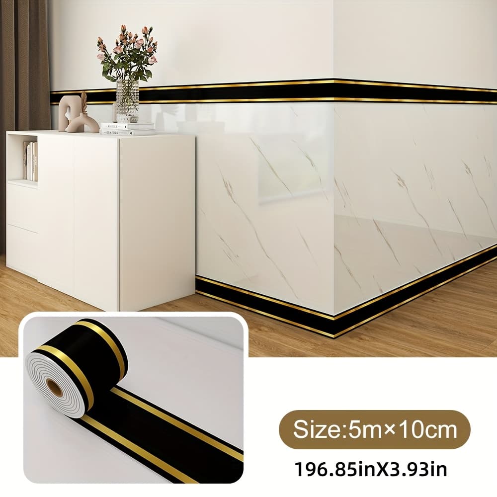 TEMU 1 Roll 10cm X 5m Luxury Self-adhesive Skirting Board Guard & Wall Corner Trim, Extra Strong - Protection For Edges, Corners, Ceilings, And Countertops | Easy Diy Install