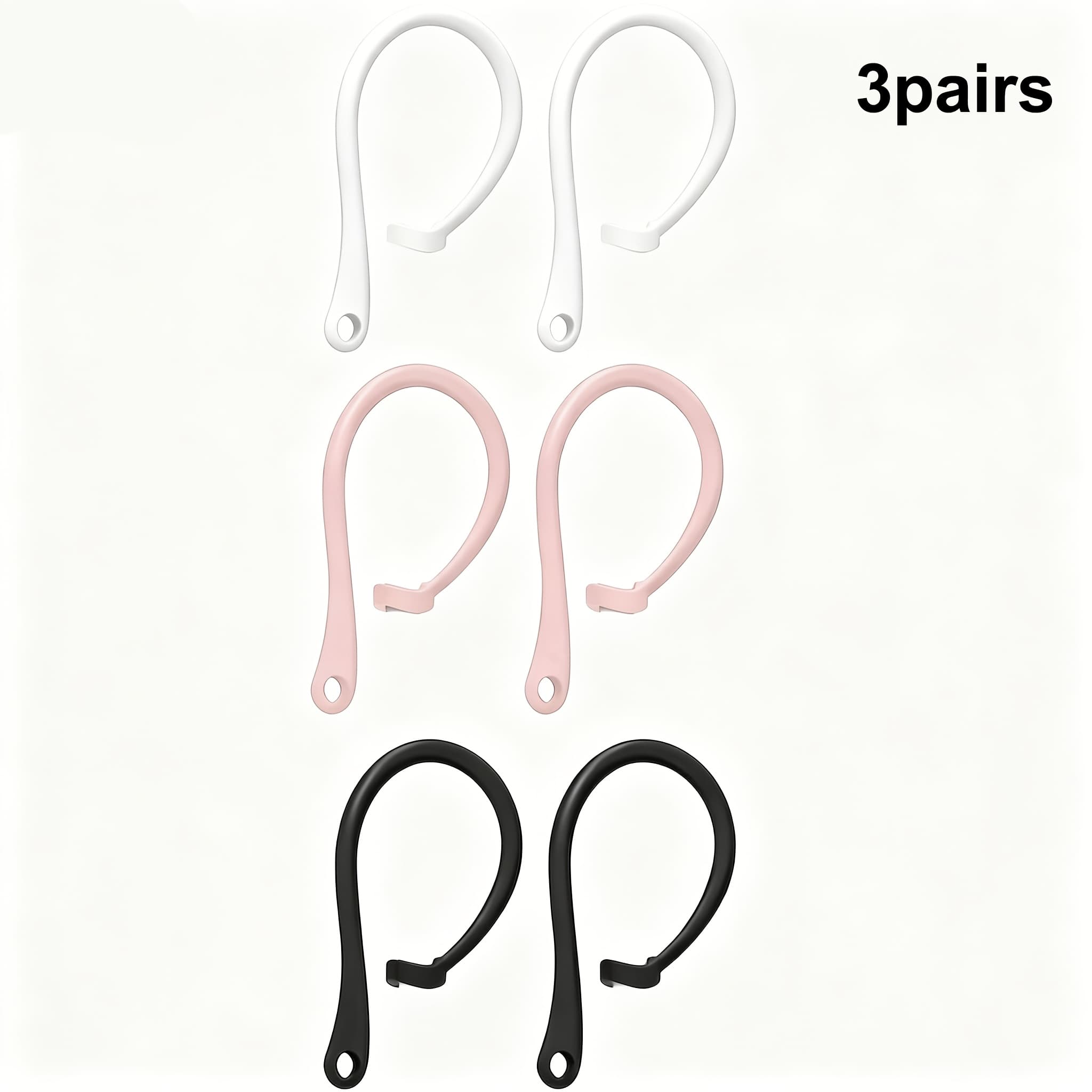 TEMU 3 Pairs Ear Hooks, Durable Ergonomic Ear Hooks For Outdoor Activities, Compatible With For Airpods 4 3 2 1 For Airpods Pro, Perfect For Running, Cycling