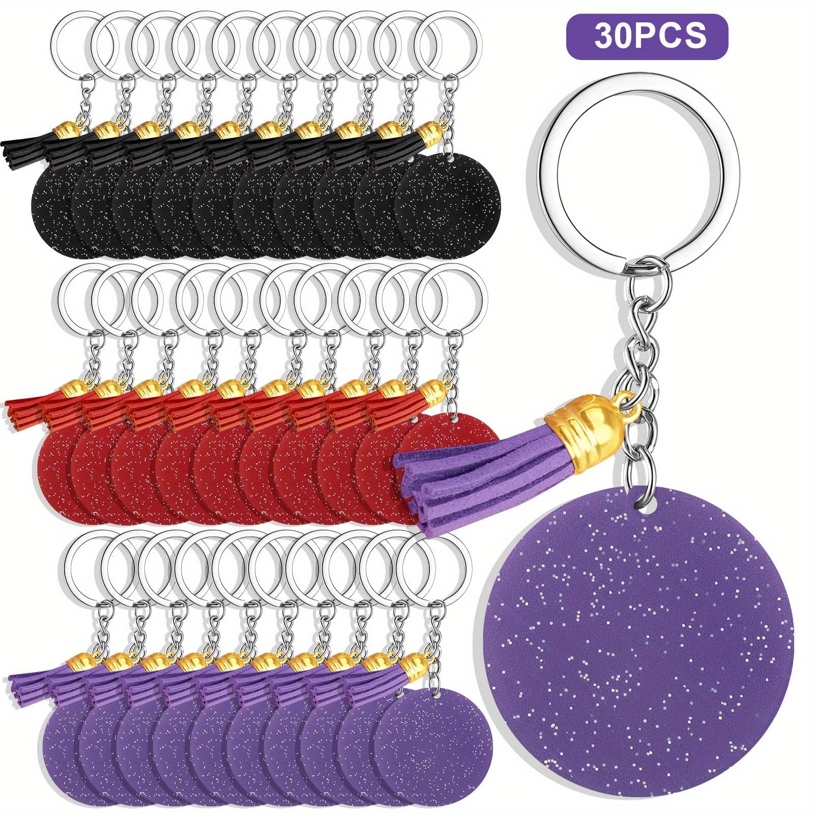 TEMU 30pcs Acrylic Keychain Blank, Red Glitter Key Rings, Unfinished Diy Keychain Pendant, Used For Earrings, Necklaces, Bracelets And Bag Decorations, Creative Gift Ideas, Charms For Crafts