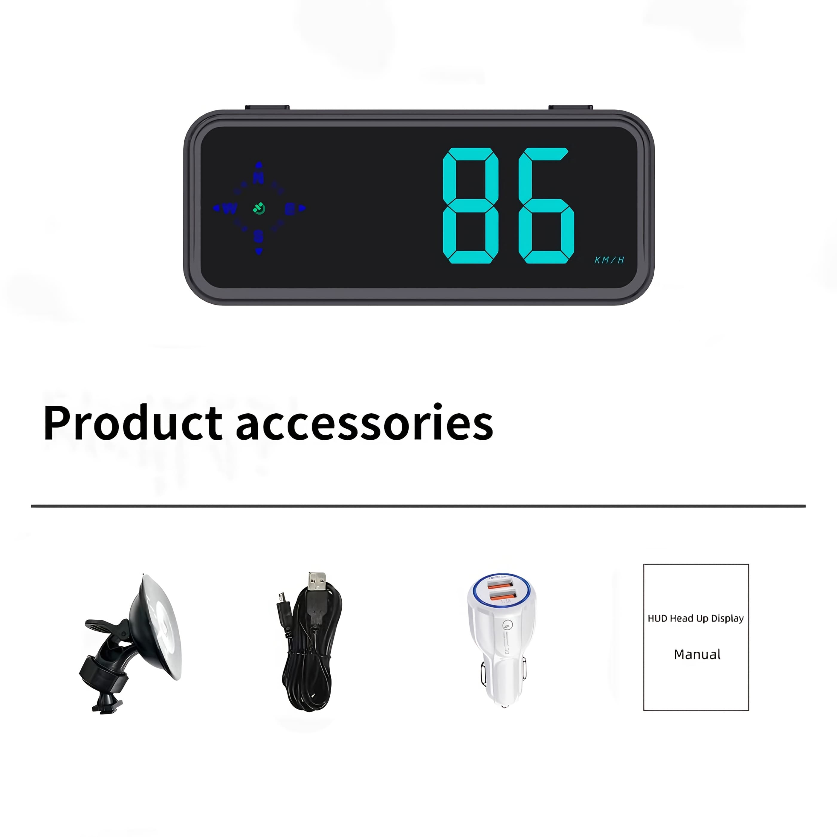 TEMU Universal Car Digital Speedometer Hud - Red/green/blue Light, Compatible With All Car Models, No Battery Needed, , Easy To Read Speedometer | Accessory | Simple Installation , Car Speedometer.