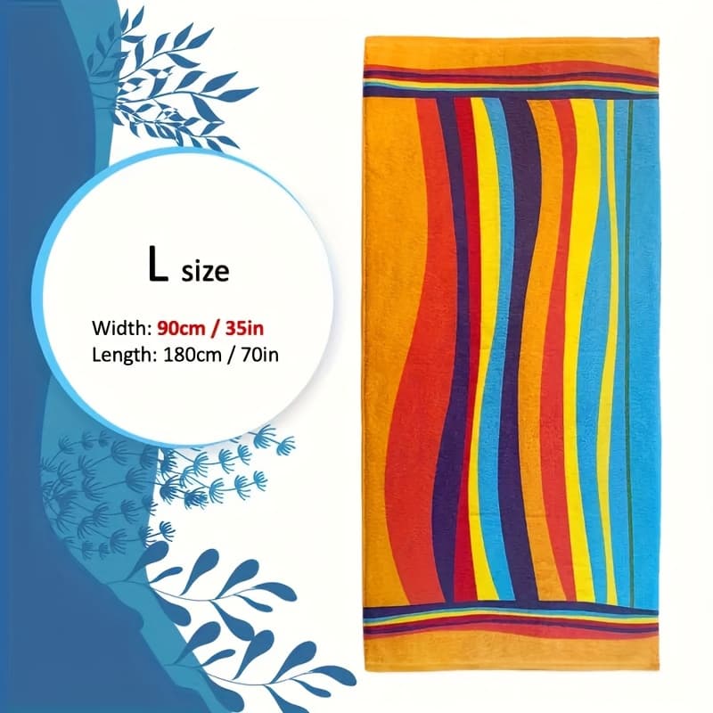 TEMU Extra Large Striped Beach Towel - Microfiber, Quick-dry And Sand-free, Perfect For Travel, Yoga, Camping And Swimming - Machine Washable, Beach Towel
