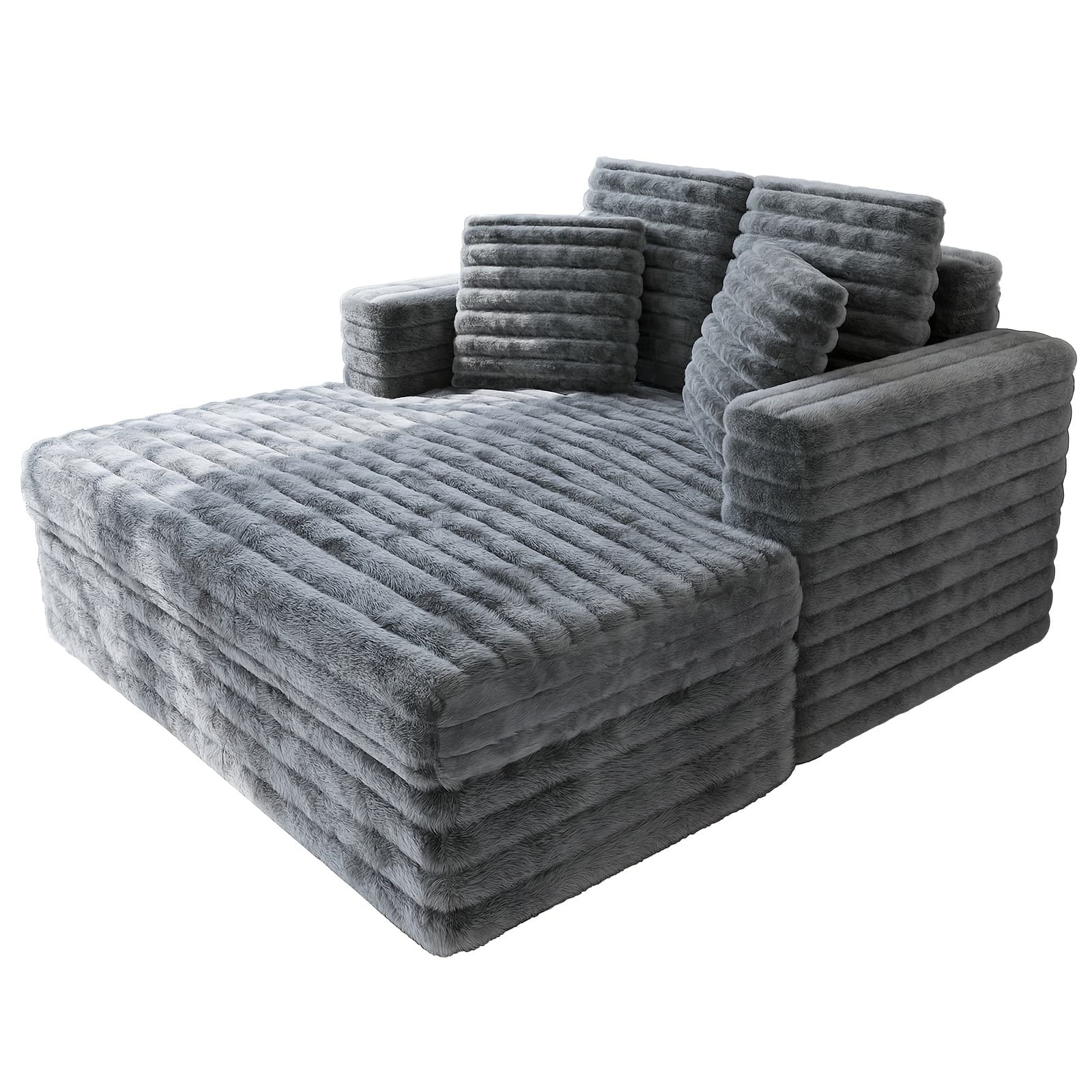 TEMU Jocisland Indoor Chaise Lounge, Upholstered Sofa Bed With Throw Pillows And Armrests, Plush Sleeper Chair For Living Room