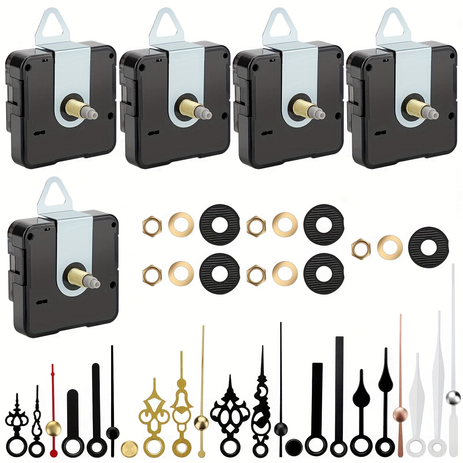 TEMU 5pcs Quartz Clock Movement Kit With Jump Seconds, Silent Clock Repair Kit With Multiple Hands, Diy Replacement Parts For Wall Clocks And Craft Clocks, Ideal For Home Decoration