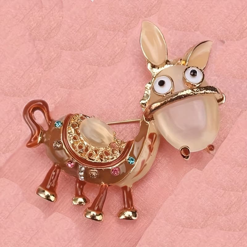 TEMU Trendy Animal Brooch Featuring An Adorable Donkey, Perfect For A Creative Touch To Your Outfits