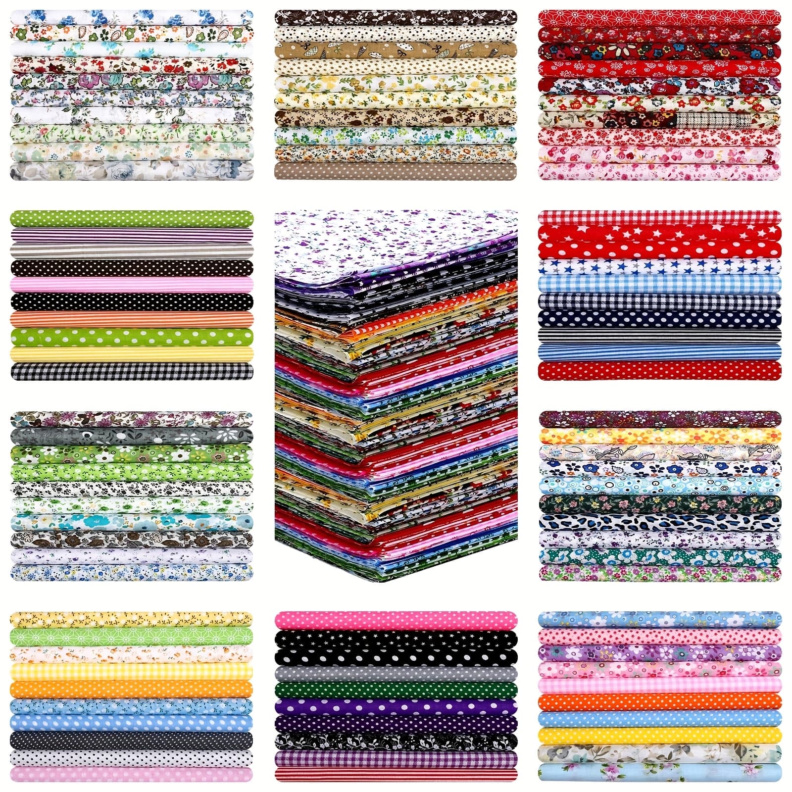 TEMU 500 Pcs 4 X 4 Inches Square Pre Cut Quilt Squares Bundles Floral Printed Square Fabric Quilting For Christmas Diy Craft Sewing Clothing Accessory
