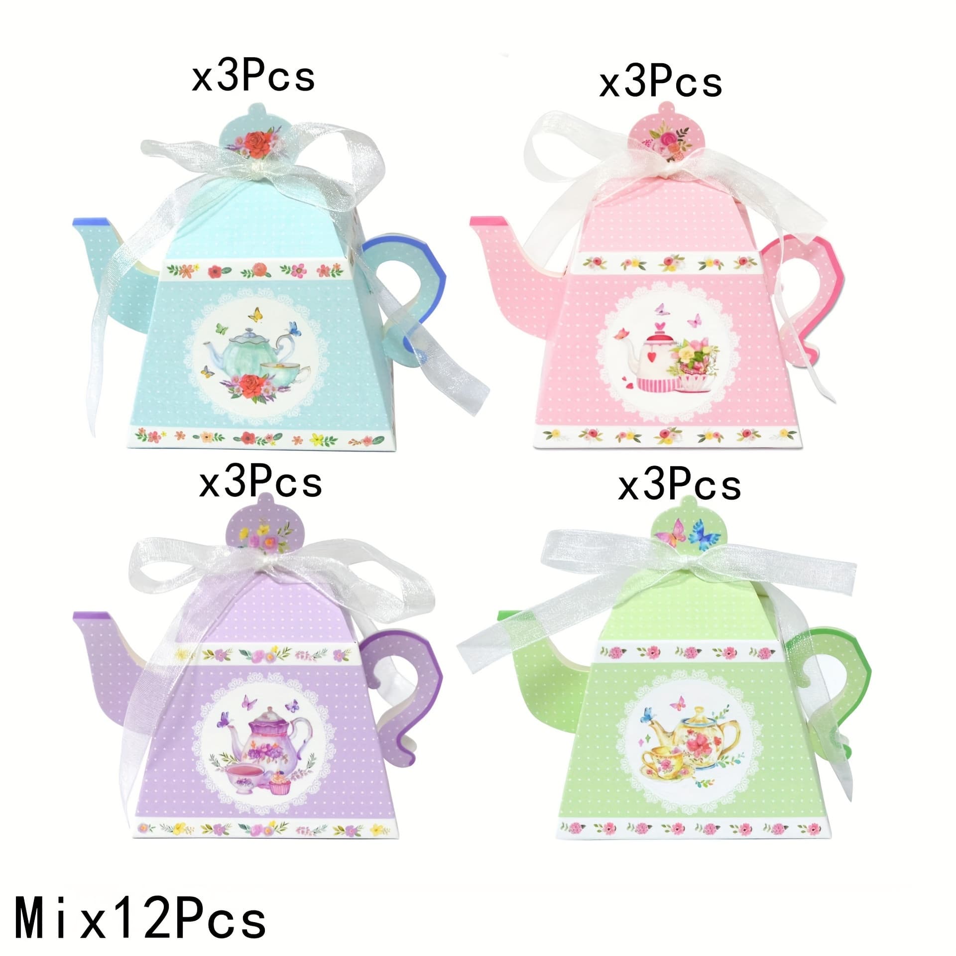 TEMU 12pcs 4color Wedding Paper Gift Box Teapot Bag Gifts For Guest Birthday Wedding Favors Party Decorat Christmas Gift Packaging Box